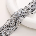 Strands of 2mm faceted square crystal beads in neutral black, white, and gray tones - 2mm (Approx. 180 Beads) / Starry River