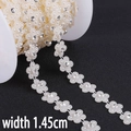 Bordo a fiori con perle ABS e strass, larghezza 1,45 cm per decorazioni nuziali fai-da-te - Forma di Fiocco di Neve / 1.45cm 1m