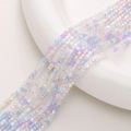 Mix of 2mm faceted square crystal glass beads in lilac, light blue and aurora white - 2mm (Approx. 180 Beads) / Xitang End