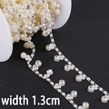 Elegante bordo da 1,3 cm in finte perle e strass per accessori da sposa e fai da te - Stile Ciondolo Trapano / 1.3cm 1m
