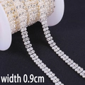 Catena di perle ABS a doppia fila da 0,9 cm con strass per cucito fai-da-te - Doppia Fila di Diamanti / 0.9cm 1m