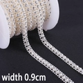 Nastro con perle ABS e strass a doppia fila largo 0,9cm per decorazione abiti da sposa - Perla Piccola Strass / 0.9cm 1m