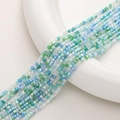 Mix of 2mm faceted cube crystal glass beads in blue and green for jewelry making - 2mm (Approx. 180 Beads) / Forest Lake