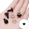 Handheld black acrylic safety eyes and noses with washers for DIY doll craft making - 10x13mm Black Thread Nose (30 Pairs/Pack)