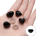 Black oval screw-on safety eyes for DIY dolls with clear plastic washers in hand - 15x20mm Black Triangle Nose (20 Pairs/Pack)