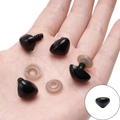 Black triangle safety noses with screw thread and plastic washers on palm - 13x17mm Black Triangle Nose (20 Pairs/Pack)