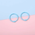 Set of two light blue macaron metal binder rings for DIY album and card decoration - Blue