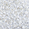 Perles souriantes en acrylique blanc 10mm avec détails dorés pour bijoux DIY - Diamètre env. 10mm Épaisseur env. 6mm Trou 2mm / Blanc Sourire Doré