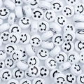 Perles rondes plates en acrylique blanc avec motif smiley noir pour bijoux DIY - Diamètre env. 10mm Épaisseur env. 6mm Trou 2mm / Blanc Sourire Noir