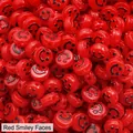 Flat round 10mm red acrylic smiley face beads with hole for DIY jewelry making - Approx 10mm Diameter, 6mm Thickness, 2mm Hole, 50 Pcs/Pack / Red Black Smile