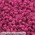 Rose red acrylic smiley face beads 10mm flat round loose beads for DIY jewelry making - Approx 10mm Diameter, 6mm Thickness, 2mm Hole, 50 Pcs/Pack / Rose Red Black Smile