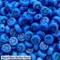 10mm royal blue acrylic round beads with black smiley face pattern for DIY jewelry - Approx 10mm Diameter, 6mm Thickness, 2mm Hole, 50 Pcs/Pack / Royal Blue Black Smile