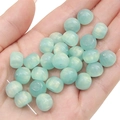 Mint green pearlescent resin barrel beads 11x8mm for DIY jewelry making and crafting - Green