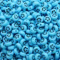10mm light blue acrylic smiley face round flat beads for DIY jewelry making - Approx 10mm Diameter, 6mm Thickness, 2mm Hole, 50 Pcs/Pack / Light Blue Black Smile