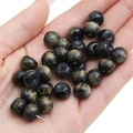 Golden Obsidian beads with metallic shimmer for DIY jewelry making and bracelets - Black