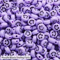 Purple acrylic 10mm flat round smiley face beads for DIY jewelry making and bracelets - Approx 10mm Diameter, 6mm Thickness, 2mm Hole, 50 Pcs/Pack / Purple Black Smile