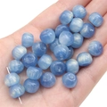 Blue pearlescent resin barrel bead with gold glitter for DIY jewelry making - Blue