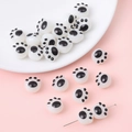 Schattige acryl kattenpootkralen in zwart en wit voor DIY-sieraden en telefoonhangers - 12x11mm / Zwart