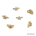 Perle intercalaire fleur en or 14K avec zircon clair pour création de bijoux DIY - Petit Espaceur Fleur Cinq Pétales (10x6mm) / Or 14 carats