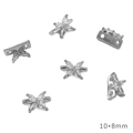 Perle d'espacement fleur plaquée or 14K argentée avec zircone marquise 10x8mm - Espaceur Fleur Quatre Pétales (10x8mm) / Platine