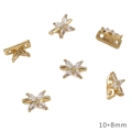 Perle fleur 10x8mm plaquée or avec zircon clair pour fabrication de bijoux DIY - Espaceur Fleur Quatre Pétales (10x8mm) / Or 14 carats