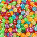 Colorful 10mm acrylic smiley face beads for DIY jewelry and handmade bracelets - Approx 10mm Diameter, 6mm Thickness, 2mm Hole, 50 Pcs/Pack / Clear Multicolor Smile