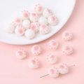Pink and white acrylic cat paw beads for DIY necklace and jewelry making - Pink