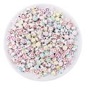 10mm colorful acrylic smiley face flat round beads for DIY bracelet jewelry making - Approx 10mm Diameter, 6mm Thickness, 2mm Hole, 50 Pcs/Pack / White with Colorful Smile