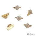 Perle fleur à quatre pétales dorée à l'or 14K avec zircons, taille 10x7mm - Espaceur Style Étoile (10x7mm) / Or 14 carats
