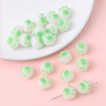 DIY acrylic cat paw beads in white and green for handmade jewelry and bracelets - Green