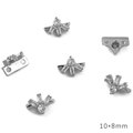 Perle d'espacement fleur 10x8mm plaquée or 14K avec zircons baguette étincelants - Espaceur Style Éventail (10x8mm) / Platine