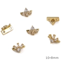 Perle intercalaire fleur en or 14K avec zircon pour la création de bijoux DIY - Espaceur Style Éventail (10x8mm) / Or 14 carats