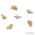 Pendentif fleur 10x7mm plaqué or 14K avec cristaux blancs pour création de bijoux DIY - Espaceur Trèfle à Quatre Feuilles (10x7mm) / Or 14 carats