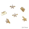 Connecteur fleur 10x7mm plaqué or 14K avec zircons pour la création de bijoux - Espaceur Grande Fleur Zirconia Marquise (10x7mm) / Or 14 carats