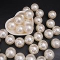Creamy beige ABS faux pearl beads with pre-drilled holes for DIY jewelry making - 25mm (500g/Pack) / Beige