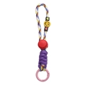 Llavero de cuerda trenzada colorida con cuentas de carita y clip de metal rosa - Estilo #02
