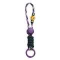 Cordón trenzado morado artesanal con cuenta de cara sonriente y anillo de resorte - Estilo #03