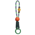 Llavero de cuerda trenzada arcoíris con cuenta de carita sonriente y gancho verde - Estilo #04
