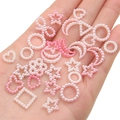 DIY pearl beads in assorted shapes like stars and hearts with pink gradient finish - Mixed Shapes (Artificial Pearl) / 20g Pack (Approx. 190 Pcs) / Gradient Pink