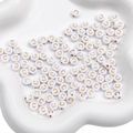 Flat round 4x7mm white acrylic alphabet beads with gold letter C for DIY jewelry - C White with Gold Letter