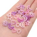 Colorful iridescent ABS imitation pearl beads in star, heart, and moon shapes for DIY jewelry - Mixed Shapes (Artificial Pearl) / 20g Pack (Approx. 190 Pcs) / Gradient Purple