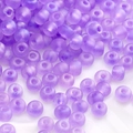 Cuentas de vidrio mate morado lavanda de 2-4mm para accesorios de joyería hechos mano - Estilo Redondo Esmerilado (03) / 10g/Paquete (3mm-aprox. 220 piezas) / Púrpura Esmerilado Translúcido