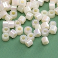 Cremefarbene 2-4mm Glasperlen mit Perlglanz-Effekt für DIY-Schmuckherstellung - Perlmutt Irisierende Säule (Stil 08)