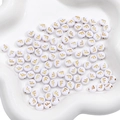 Flat round white acrylic letter F beads with gold finish for DIY jewelry making - F White with Gold Letter