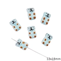 Blue ceramic bear beads for jewelry making with hand-painted details 12x18mm - Bear / 1 Piece/Pack (12x18mm) / Blue