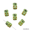 DIY ceramic beads for crafts featuring green bear design in 12x18mm size with glossy finish - Bear / 1 Piece/Pack (12x18mm) / Green