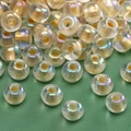 Beigefarbene 2-4mm Glasperlen mit AB-Effekt und goldfarbenem Kern für DIY-Schmuckherstellung - Irisierende Klare Perle (Stil 13)