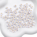Flat round white acrylic beads with gold letter K for DIY jewelry and necklaces - K White with Gold Letter