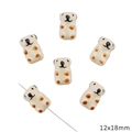 Handmade 12x18mm ceramic bear beads in beige with brown spots for creative DIY crafts - Bear / 1 Piece/Pack (12x18mm) / Beige