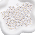 White acrylic 4x7mm flat round beads with gold letter N for DIY jewelry making - N White with Gold Letter